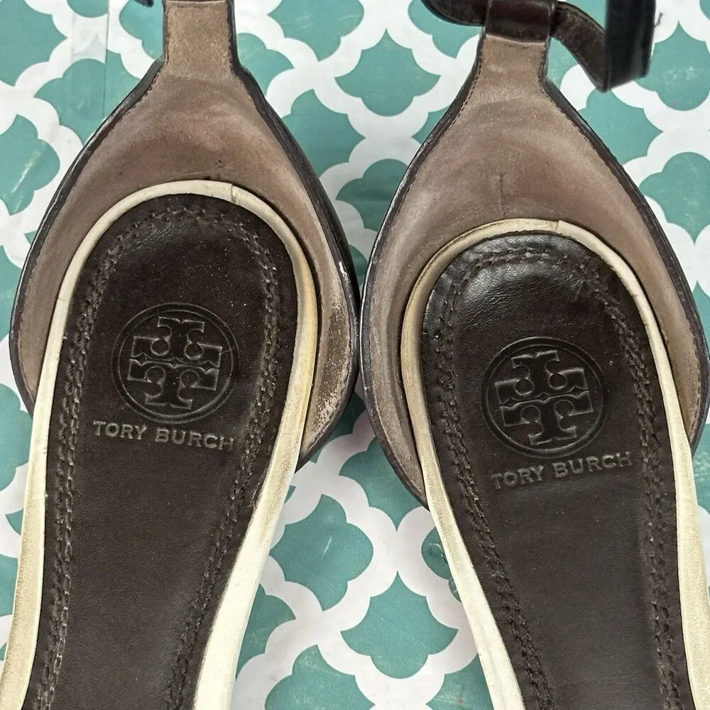 Tory‎ Burch Women’s V-Cut Ankle Strap Pointy Toe Flats Snake Skin Size 8.5